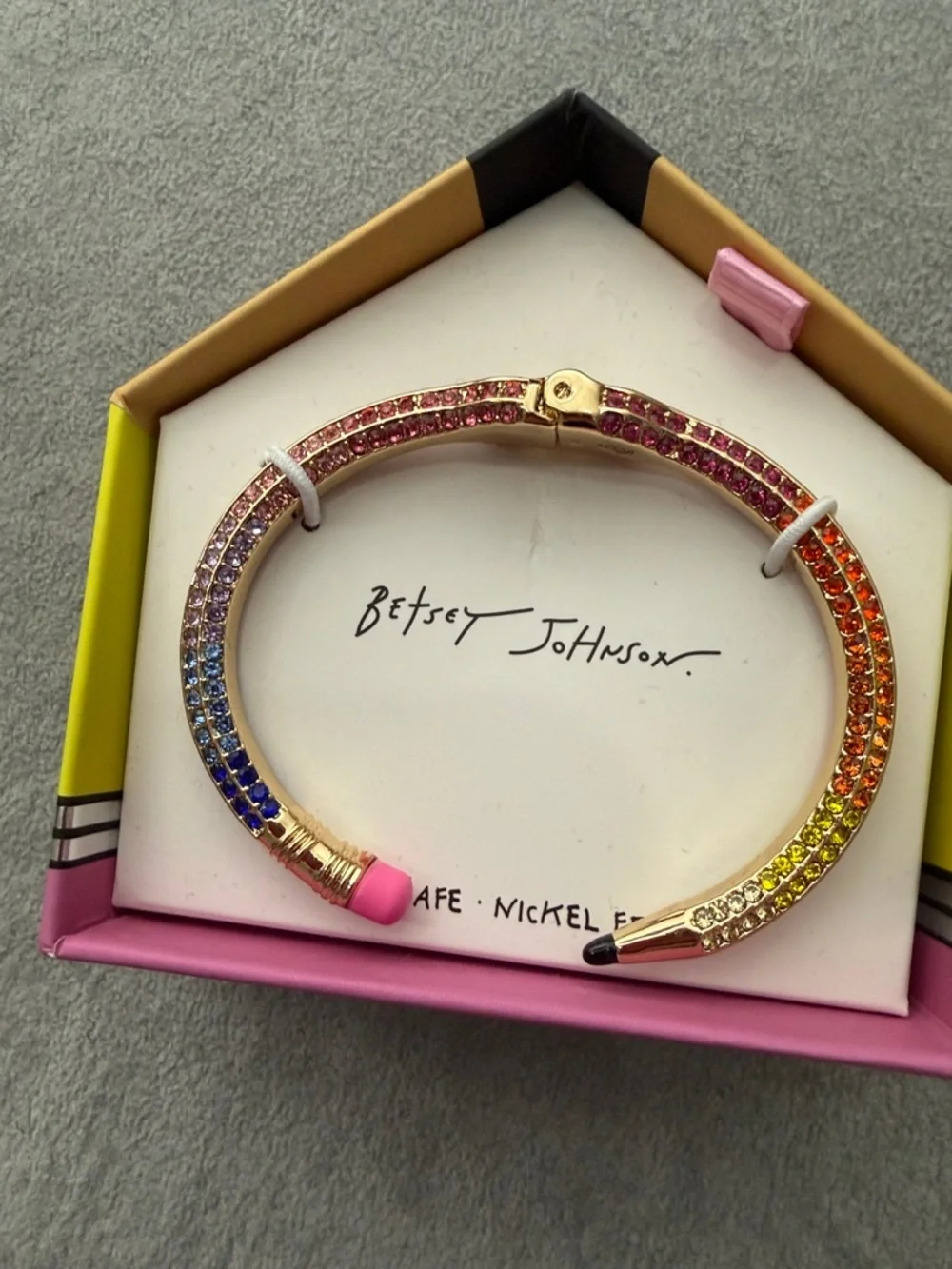 Betsey Johnson Pencil Hinge Cuff Bracelet Multicolored NWT